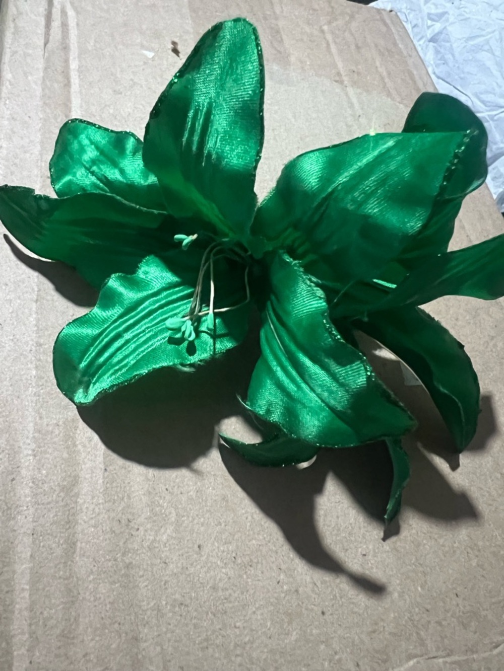 Green Satin Floral Hair Clip